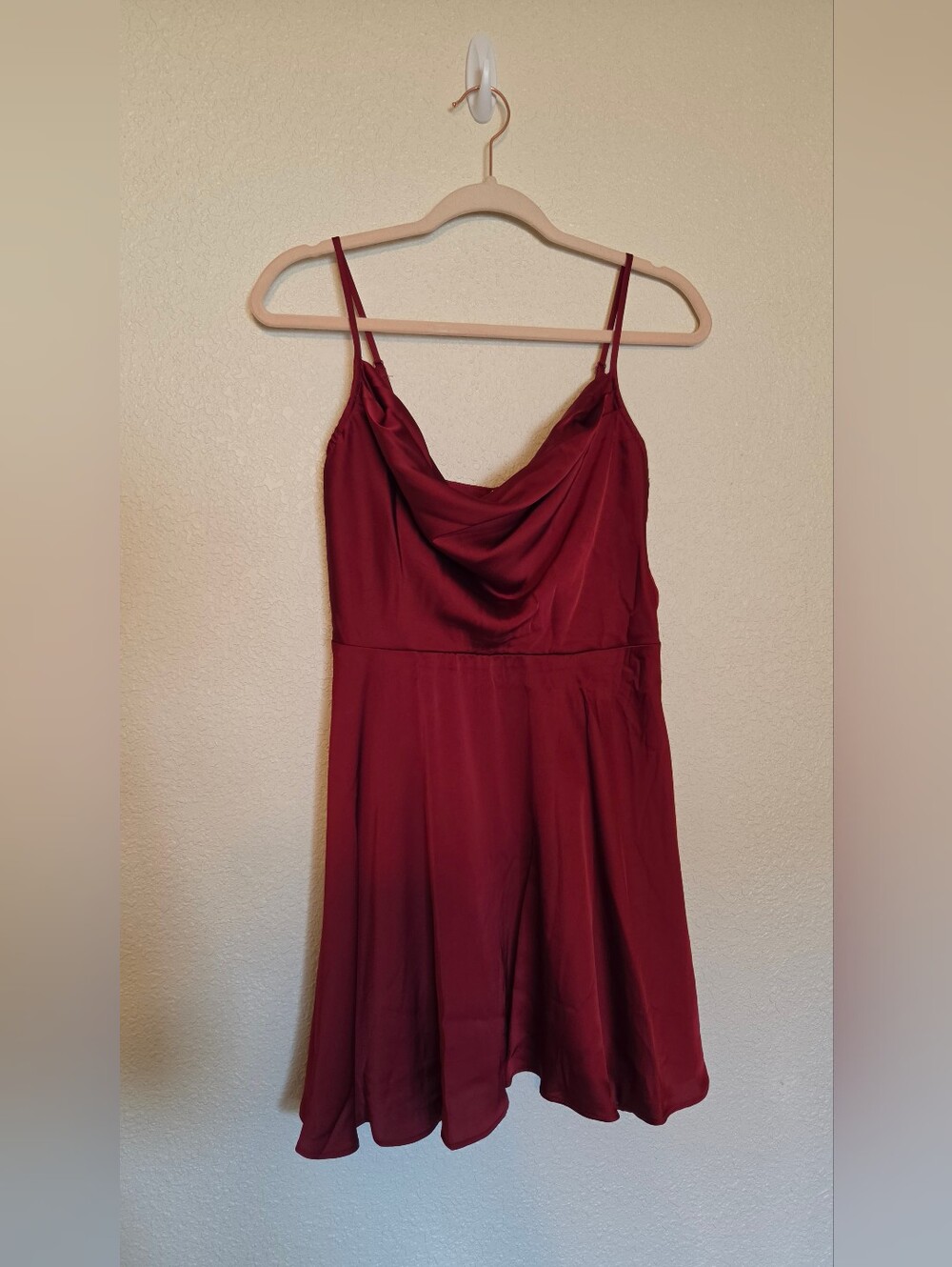 Women's Cowl Neck Spaghetti Strap Dress - Wine